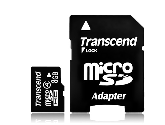 Фото Transcend 8Gb microSDHC Class 4 (adapter SD) (TS8GUSDHC4)
