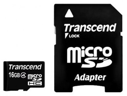 Фото Transcend 16Gb microSDHC Class 4 (adapter SD) (TS16GUSDHC4)