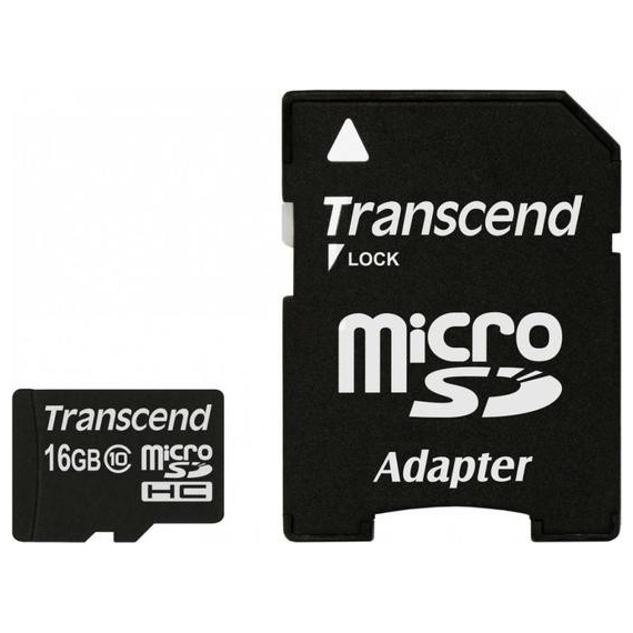 Фото Transcend 16GB MicroSDHC (Class10) +SD адаптер