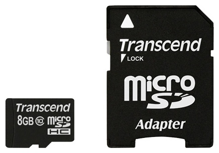 Фото Transcend 8GB MicroSDHC (Class10) +SD адаптер