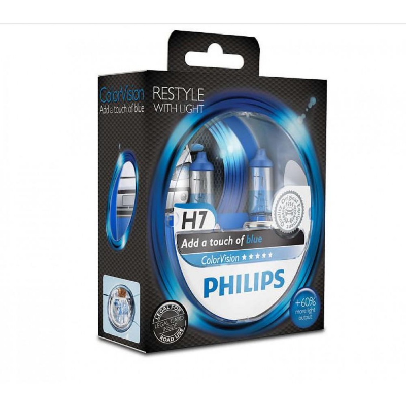 Фото Philips H7 ColorVision Blue 3350K 2шт/блистер 12972CVPBS2