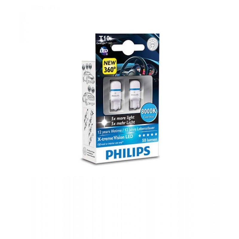 Фото Philips W5W X-Treme Vision LED, 8000K, 2шт